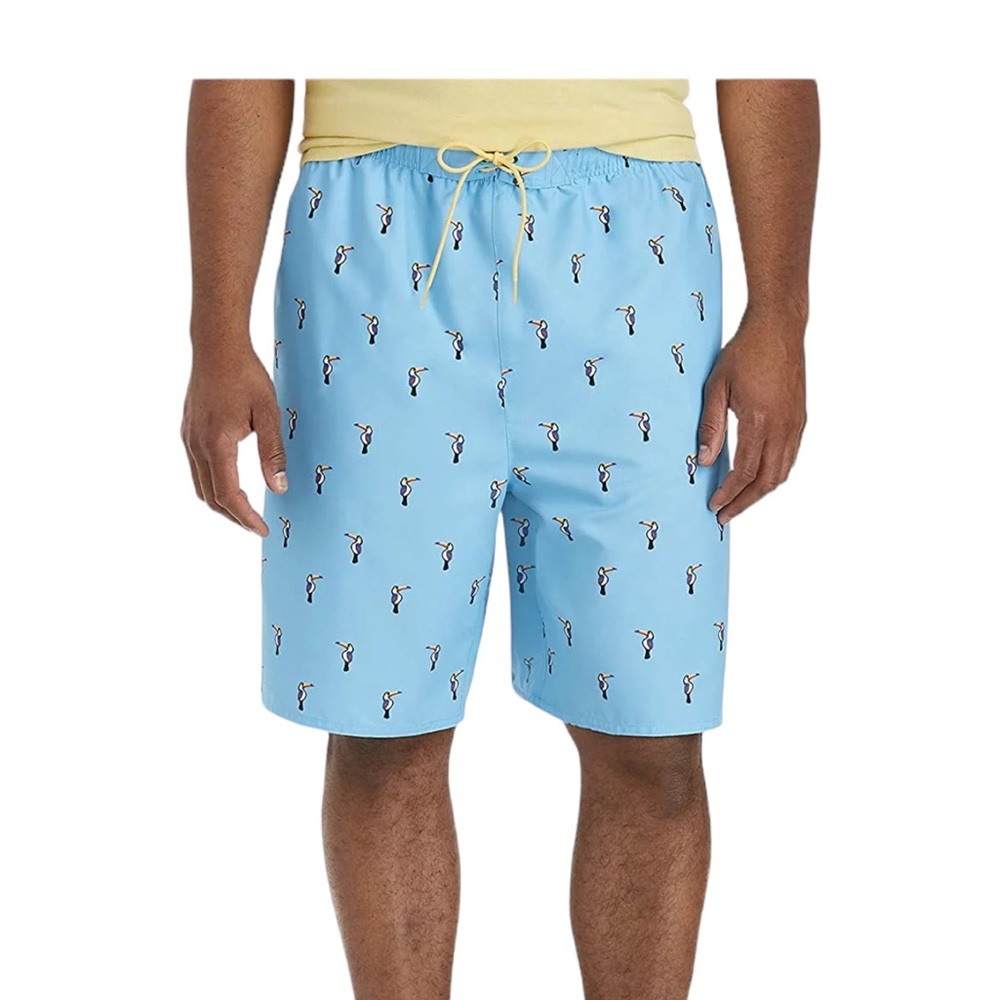 Men's island passport shorts 3XL board shorts blue toucan print swim trunks